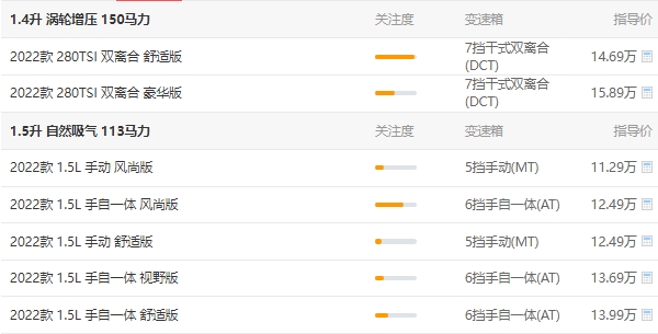 大众朗逸2022新款报价及图片 2022新款朗逸售价11万