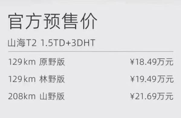 捷途山海T2开启预售 综合续航超1300km 售18.49万元起